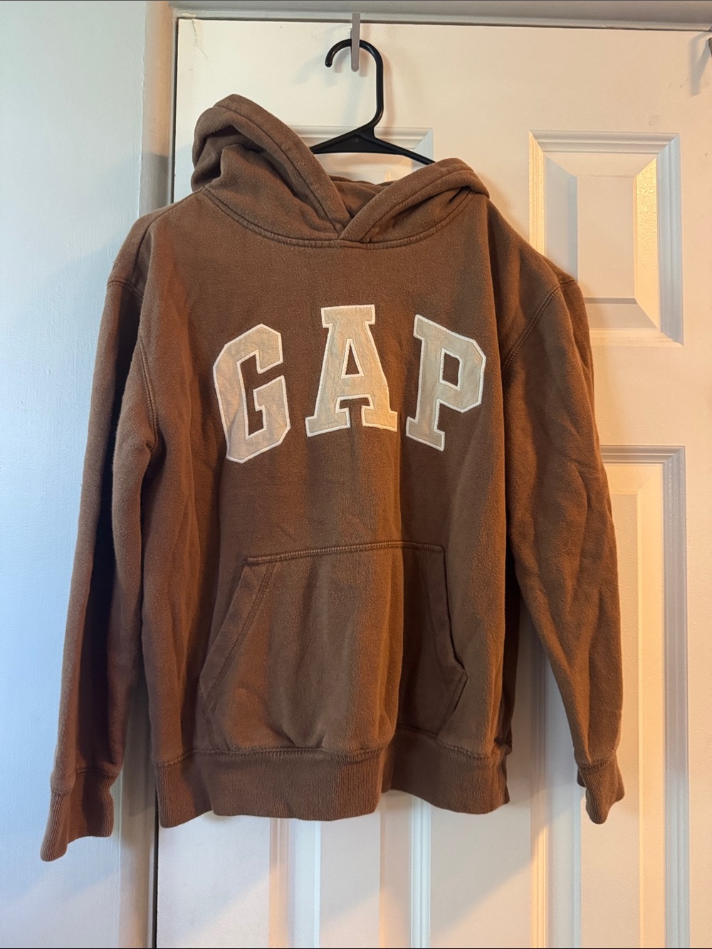 GAP Brown Hooded Puffer Jacket with Cream Logo